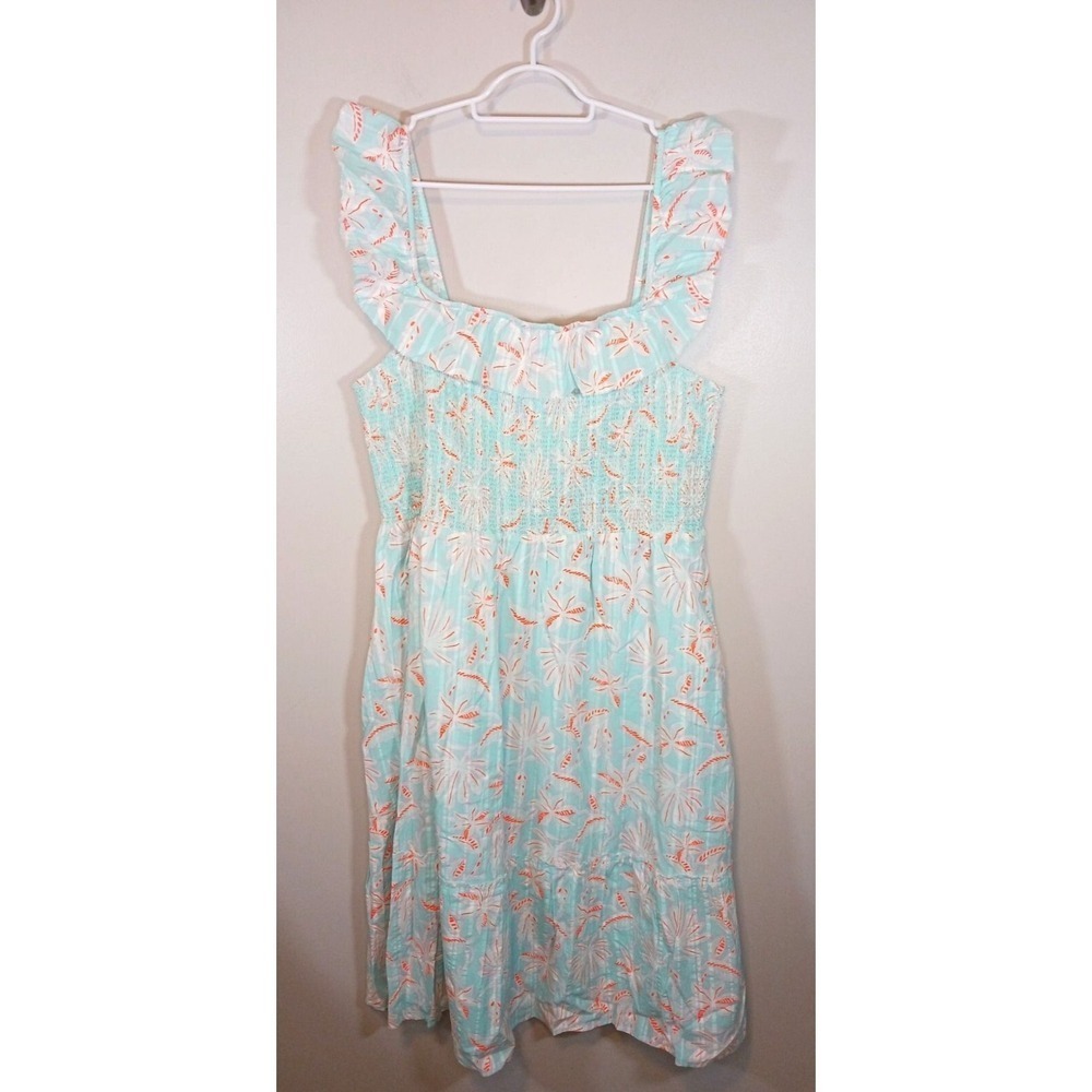 Vineyard Vines Womens XXL NWT 100% Cotton Tropical Milkmaid Coastal Midi Dress